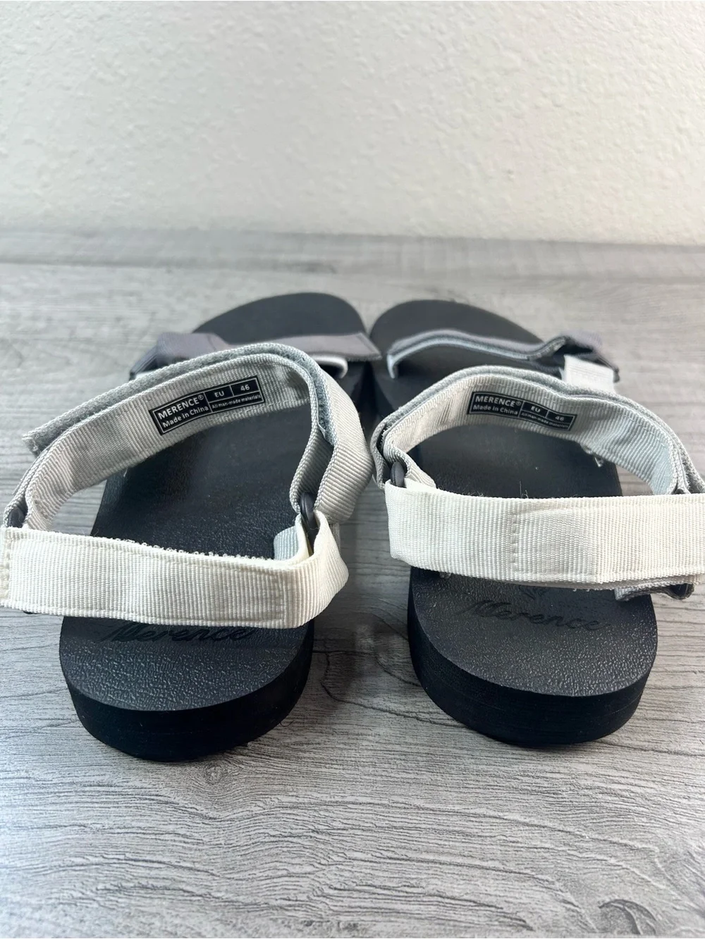 Merence Gray and Light Gray Men’s Size 12/46 Adjustable Strap Sandals Sport